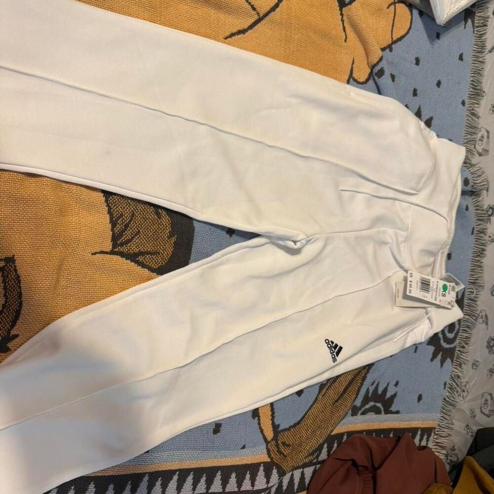 Adidas Women's White and Cream Joggers-tracksuits